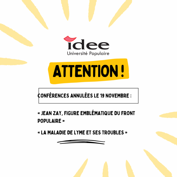 Les conférences du 19 novembre sont annulées